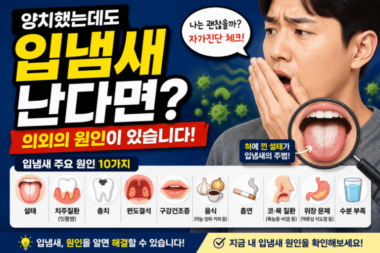 입냄새 나는 원인과 해결 방법을 설명하는 생활건강 정보 썸네일