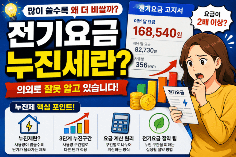 전기요금 누진제의 개념과 계산 원리를 설명하는 생활정보 썸네일