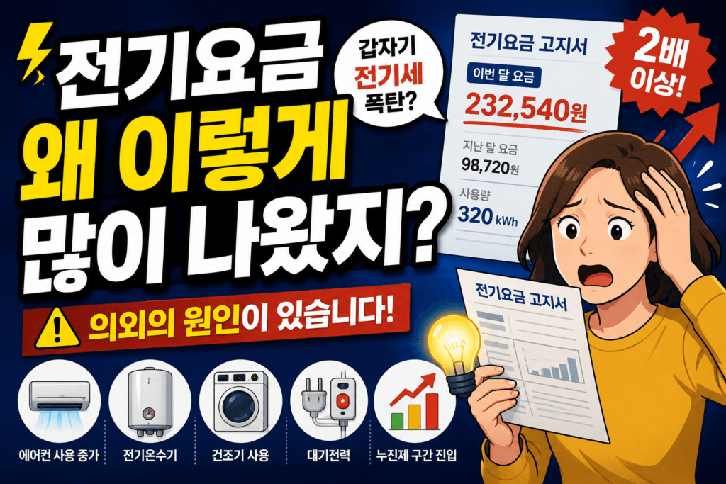 전기요금 갑자기 많이 나온 이유와 전기세 절약 방법을 설명하는 생활정보 썸네일