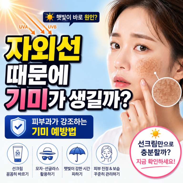 자외선 기미 발생 원리와 피부 색소침착을 설명하는 피부 건강 정보 썸네일