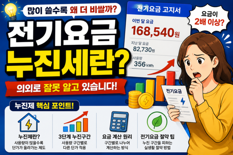 전기요금 누진제의 개념과 계산 원리를 설명하는 생활정보 썸네일